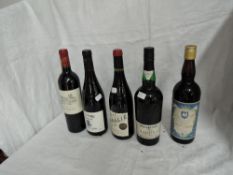 Five bottles of Mixed Wines, Bordeux Chateau Le Coin 2013, Cotes Du Rhone Le Prince 2014, Cabalie