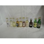Ten Malt Whisky Miniatures, Loch Indaal 1983 bottled 1994 43% vol, Old Elgin 8 year old 40% vol,