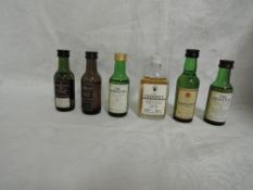 Six Glenlivet Single Malt Whisky Distillery Bottling Miniatures, 12 year old in glass flask 45.7%