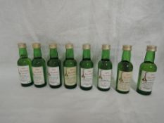 Eight James Mac Arthurs Single Malt Scotch Whisky Miniatures, Ben Nevis 27 year old 1963 54% vol,