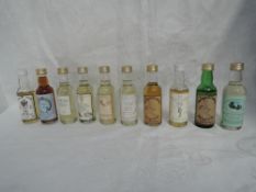 Ten Single Malt Commemorative Whisky Miniatures, Lowland St Michaels 40% vol, Royal Mile Whiskies