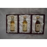 Three limited edition Signatory Vintage Miniature Scotch Whisky in card display boxes, 1966 Glen