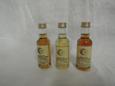 Three Signatory Highland Malt Whisky Miniature, Glenfarclas 30 year old distilled 1964 bottled