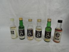 Six Springbank Single Malt Whisky Distillery Bottling Miniatures, 21 year old 46% vol, 15 year old