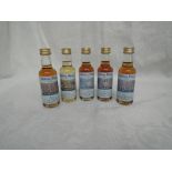 Five miniature Signatory Sailing Ships Series No 1 Whisky, Benan 1875 16 year old highland 118/