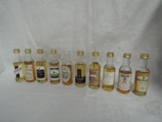 Ten Gordon & Macphail Scotch Whisky Miniatures, Glenburgie 8 year old 40% vol, Glen Grant 15 year