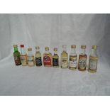 Ten Single Malt Whisky Miniatures, Glenforres Glenlivet 12 year old 43% vol, Inchgower 12 year old