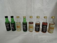 Eight Cadenheads Single Malt Whisky Miniatures, Single Grains Dumbarton 32 year distilled 1962