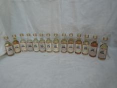 Fourteen Master of Malt Single Malt Whisky Miniatures, Aberfeldy 14 year old distilled 78 43% vol,
