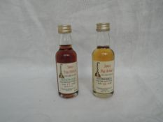 Two James Macarthur's Single Malt Whisky Miniatures, Nethermill 18 year old, 21/28, 43%, and