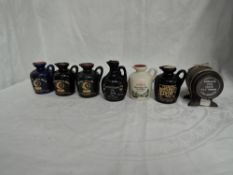 Six Ceramic Miniature Flagons, Mortlach Highland 12 Year old Single Malt 43% vol, Glen Mhor Highland