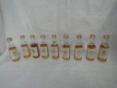 Nine Connoisseurs Choice Lowland, Speyside & Highland Single Malt Whisky Miniatures all from