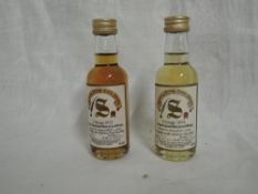 Two Signatory Vintage Single Malt Whisky Miniature, Orkney Island Highland Park 18 year old