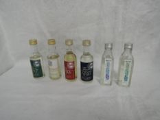 Four Arran Miniatures, First Production 1995 Spirit 40% vol, One Year Old Spirit 1996, no