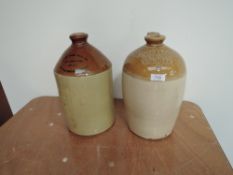 Two large Stoneware Flagons, James Leith Whisky Merchant Aberdeen 63 and Moria Pottery, Wm Teachers