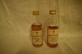 Two Macallan Single Highland Malt Scotch Whisky Miniatures, 1967 bottled 1986 and 1970 bottled