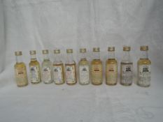 Ten Master of Malts Whisky Miniatures, Members Miniature Lagavulin 1995 16 year olds x2 both 40%