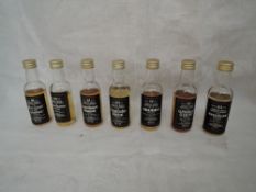 Six Cadenhead's Single Malt Whisky Miniatures, Arbeg 17 year old, Glenfarclas-Glenlivet 21 year old,