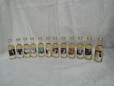Twelve Miniature bottles of Cumbrae Scottish Wildlife series Pure Malt Whisky, Animals and Birds,