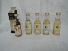 Five Signatory Single Malt and Grain Whisky Miniatures, Bladnoch Lowland 16 year distilled 1980