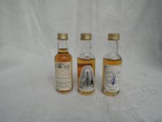 Three Bowmore Single Malt Whisky Miniatures, The Prestonfield Vintage 1972 matured in sherry wood