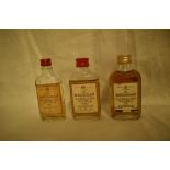 Three Macallan Pure and Single Highland Malt Scotch Whisky Miniature, 1970's 10 year olds 70 % proof
