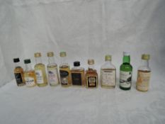 Ten Single Malt Whisky Miniatures, Dalmore 12 year old 40% vol, Deanston 12 year old 40% vol,