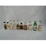 Ten Single Malt Whisky Miniatures, Dalmore 12 year old 40% vol, Deanston 12 year old 40% vol,