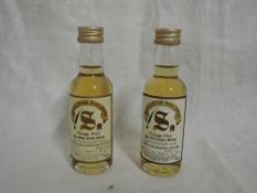 Two Signatory Vintage Pure Grain Whisky Miniature, Dumbarton 26 year old distilled 1963, bottled