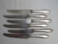 Six 1930's silver handle side knives, Sheffield 1937, John Henry Potter, GW approx 184.9g