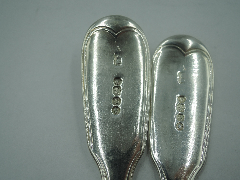 A pair of Victorian silver sauce ladles in the fiddle and thread pattern, bearing (worn) monogram to - Image 2 of 3