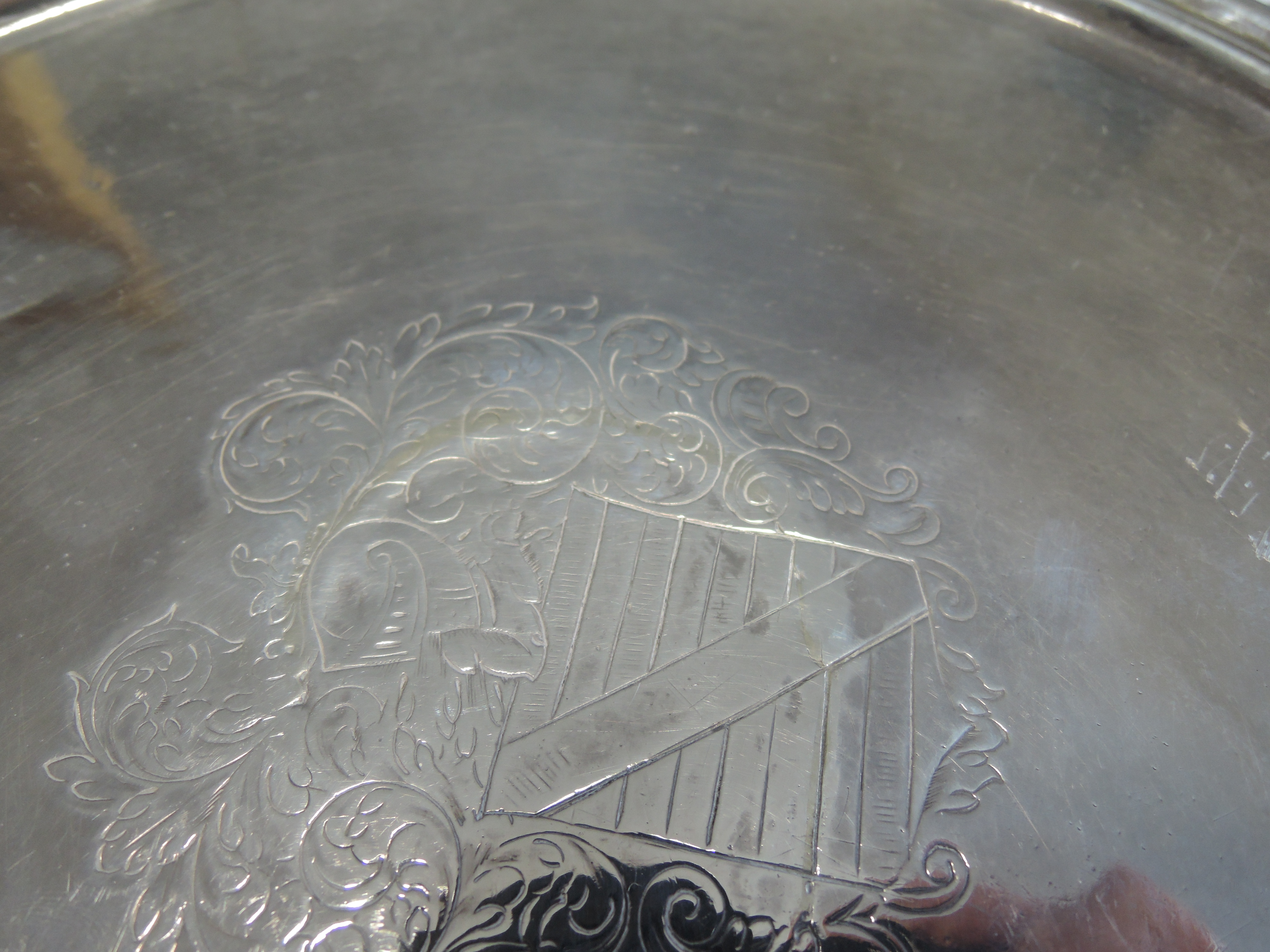 A Queen Anne Irish Britannia silver Tazza/paten of traditional circular form having reeded rim and - Image 6 of 8