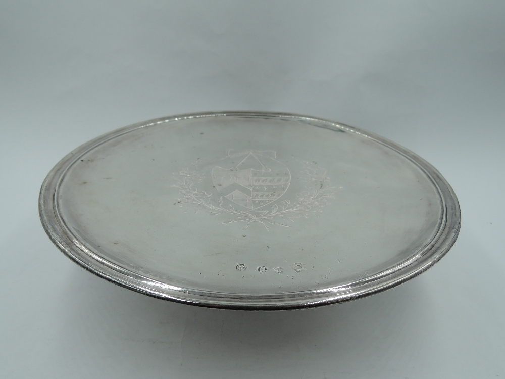 A Queen Anne Britannia silver Tazza of traditional circular form having reeded rim and engraved
