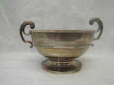 A silver rose bowl trophy cup bearing presentation inscription to side regarding the Westmorland &