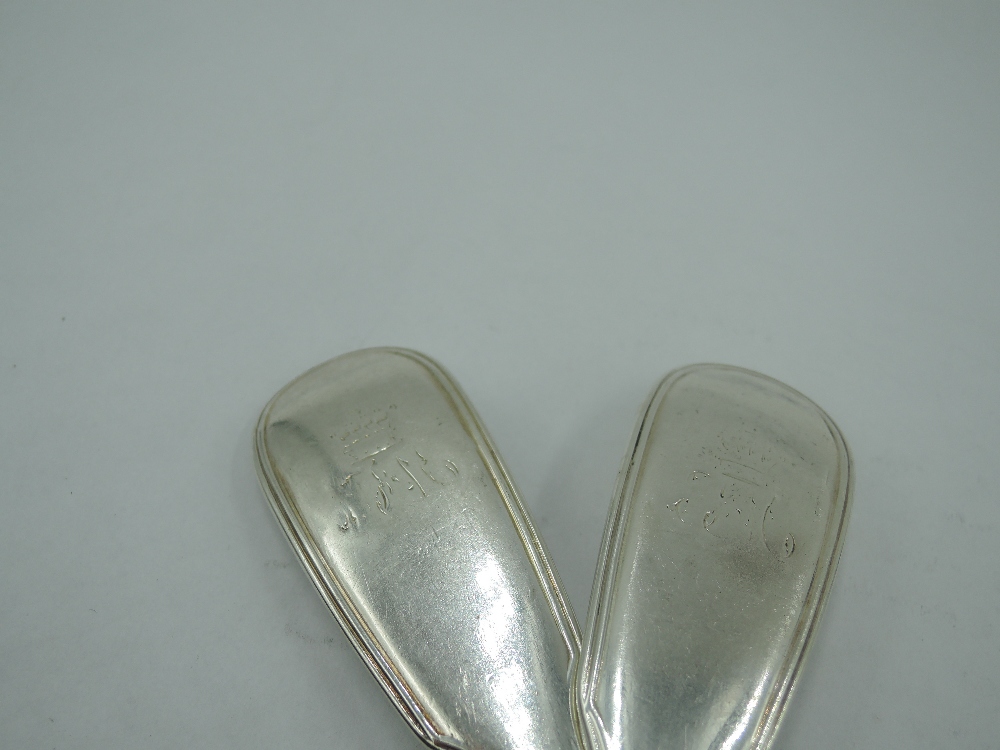 A pair of Victorian silver sauce ladles in the fiddle and thread pattern, bearing (worn) monogram to - Image 3 of 3