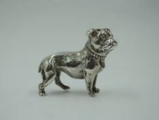 A small Edwardian silver study of a Boxer dog having pepperette/ vinaigrette holes to head, London