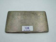 A 1930's silver cigarette case of rectangular form having engine turned chequered decoration and