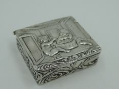 An Edwardian silver patch box bearing scene to lid of babies playing, London 1901, Elly Isaac