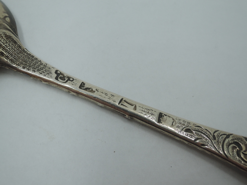 A Georgian silver berry spoon having gilt wash to fluted bowl with berry decoration, moulded - Image 2 of 2