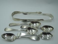 Four Georgian teaspoons of Old English form bearing monogram to terminals, Newcastle 1833, John