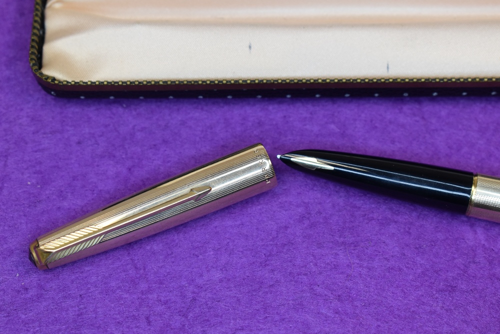 A Parker 61 fountain pen in rolled gold with engine turned decal. In original Parker 61 box. - Image 2 of 2