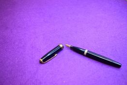 A Wyvern 202 button fill fountain pen in Blue with single broad band with Wyvern medium nib.