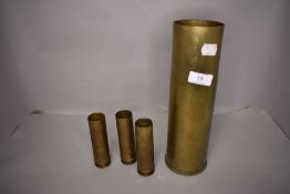 A selection of military brass ammunition shells