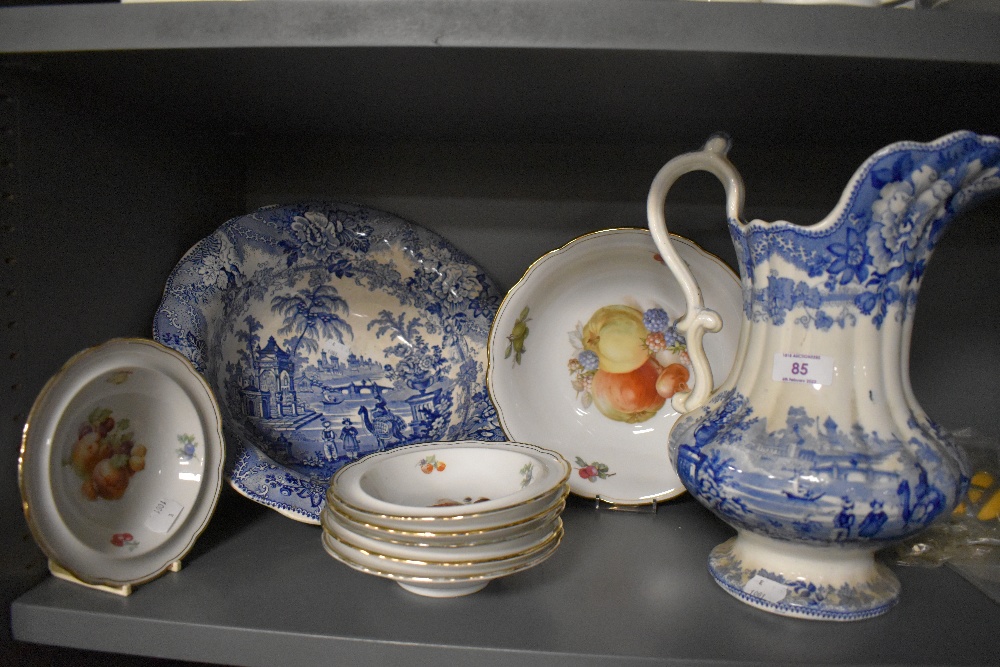 A selection of ceramics including Victorian wash jug and bowl set