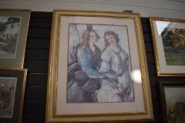 A large print of two maidens in a classical style