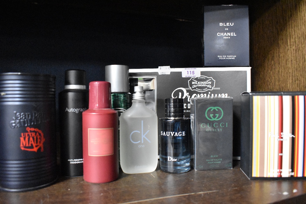 A selection of gentlemans aftershave including Paul Smith and Gucci