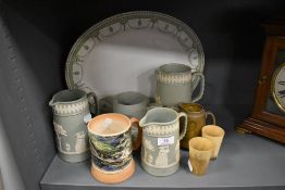 A selection of ceramics including Dudson Hanley jugs