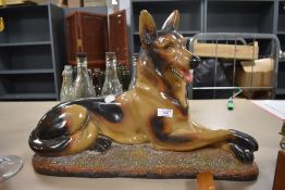 A large art deco chalk ware Alsatian.