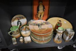A large collection of Royal Doulton Dickens ware, vases, plates and tea pot amongst this lot,