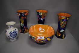 A selection of art deco ceramics by Coronaware in the Cremorne design